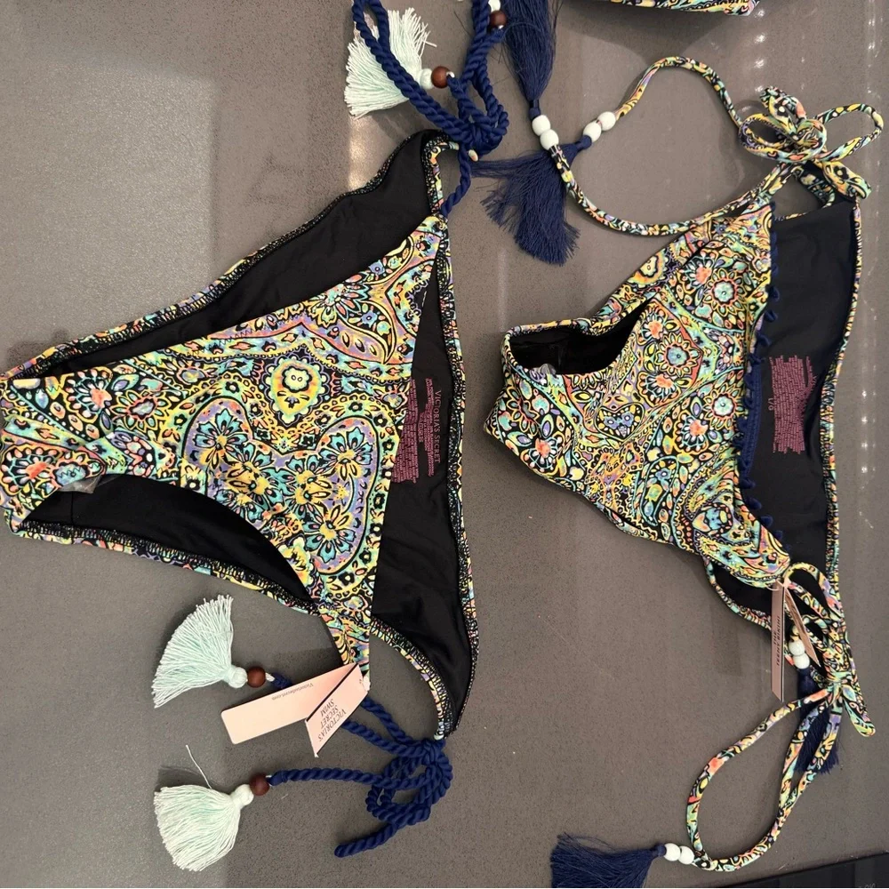 Victoria's Secret Multicolor Paisley Bikini Set - Blue, Yellow, Pink, Green - Picture 3 of 5